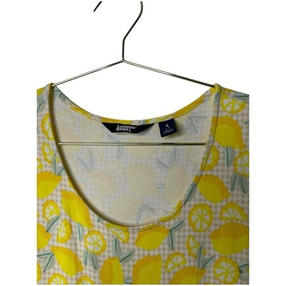 Lands' End Lemon All Over Print Yellow Tiered Maxi Dress Size S Spring Summer - Picture 5 of 10